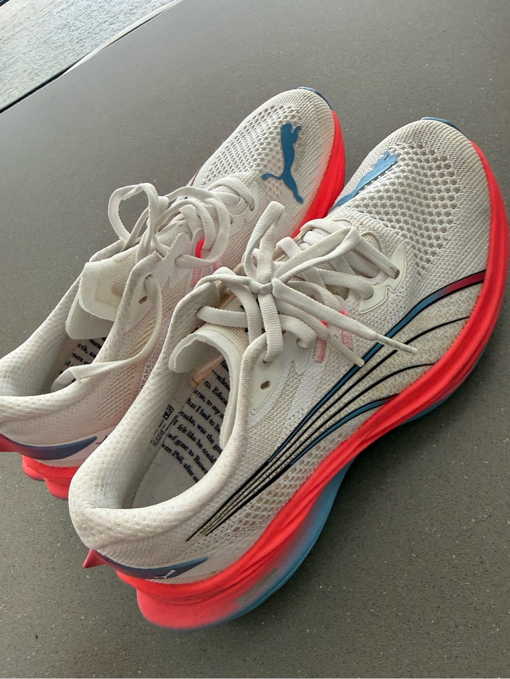 Puma Women's White Running Sneakers with Coral and Blue Accents